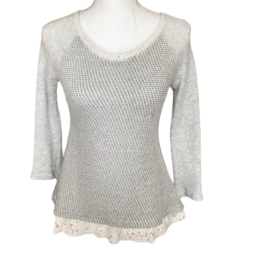 Anthropologie Postage Stamp knit and lace top XS